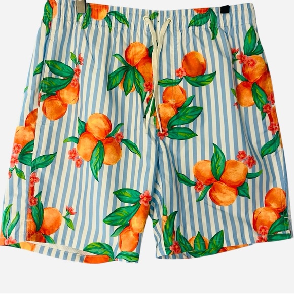 Men’s Striped Orange Peach Swim Shorts Size M NEW - Picture 1 of 5